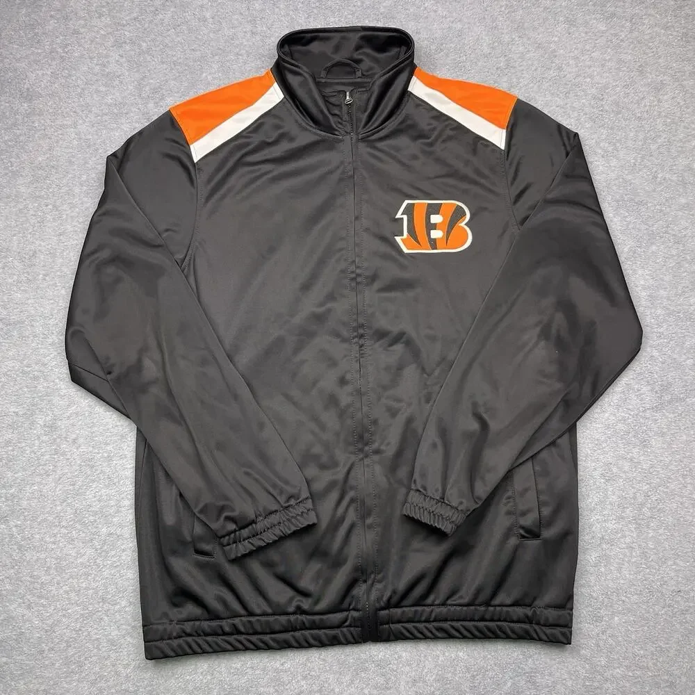 Cincinnati Bengals nfl jacket black orange zip up size medium